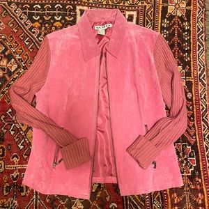 Pink leather and knit jacket